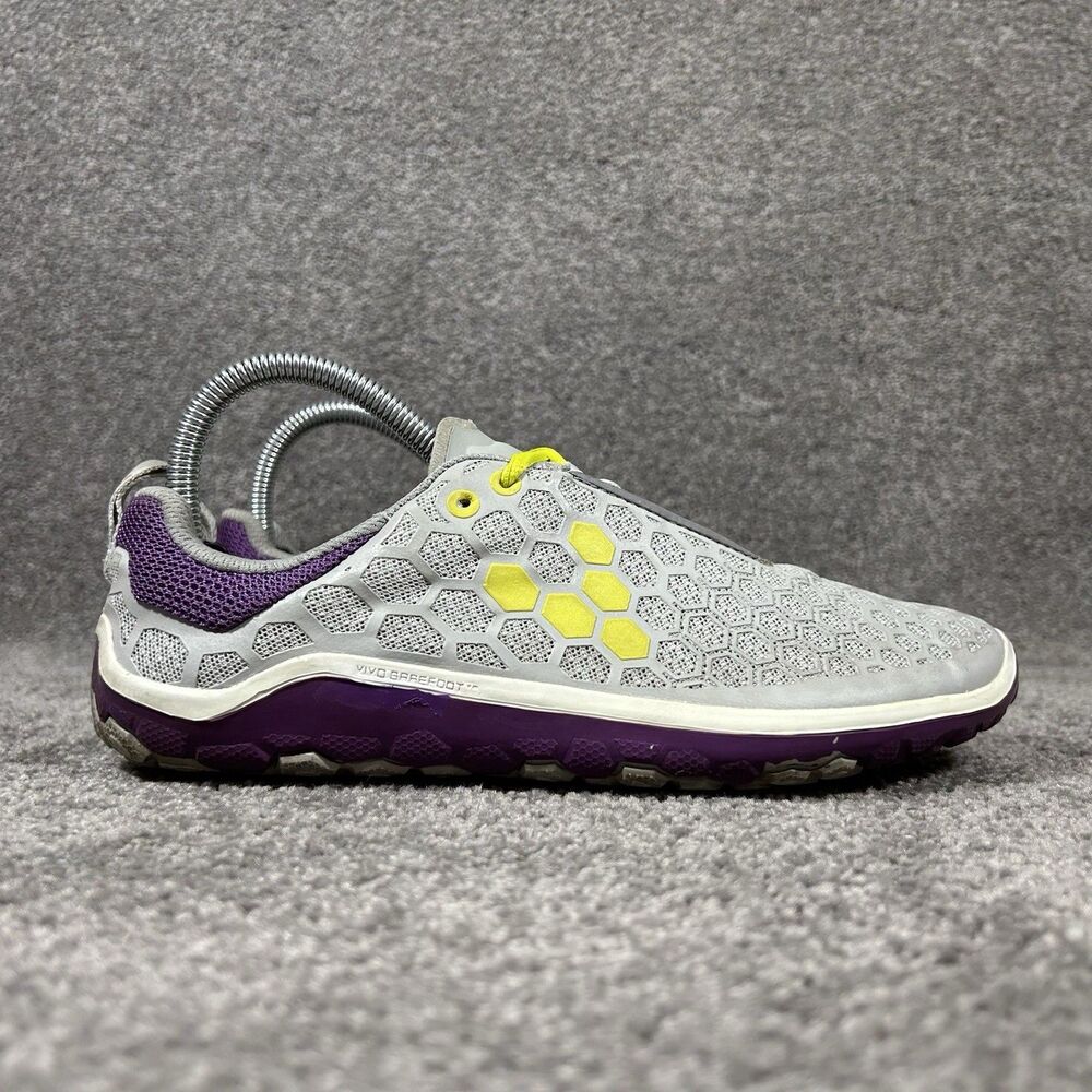 VivoBarefoot Eco Lite Junior Size 39j Gray Purple Minimalist Running Shoes Used